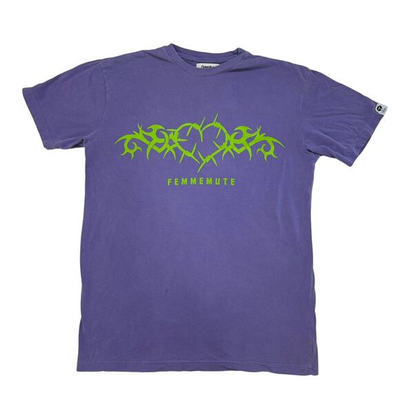 FEMMEMUTE Guard Your Heart Purple Green Barbed Wire Tee Size Small Unisex Top - Picture 4 of 11